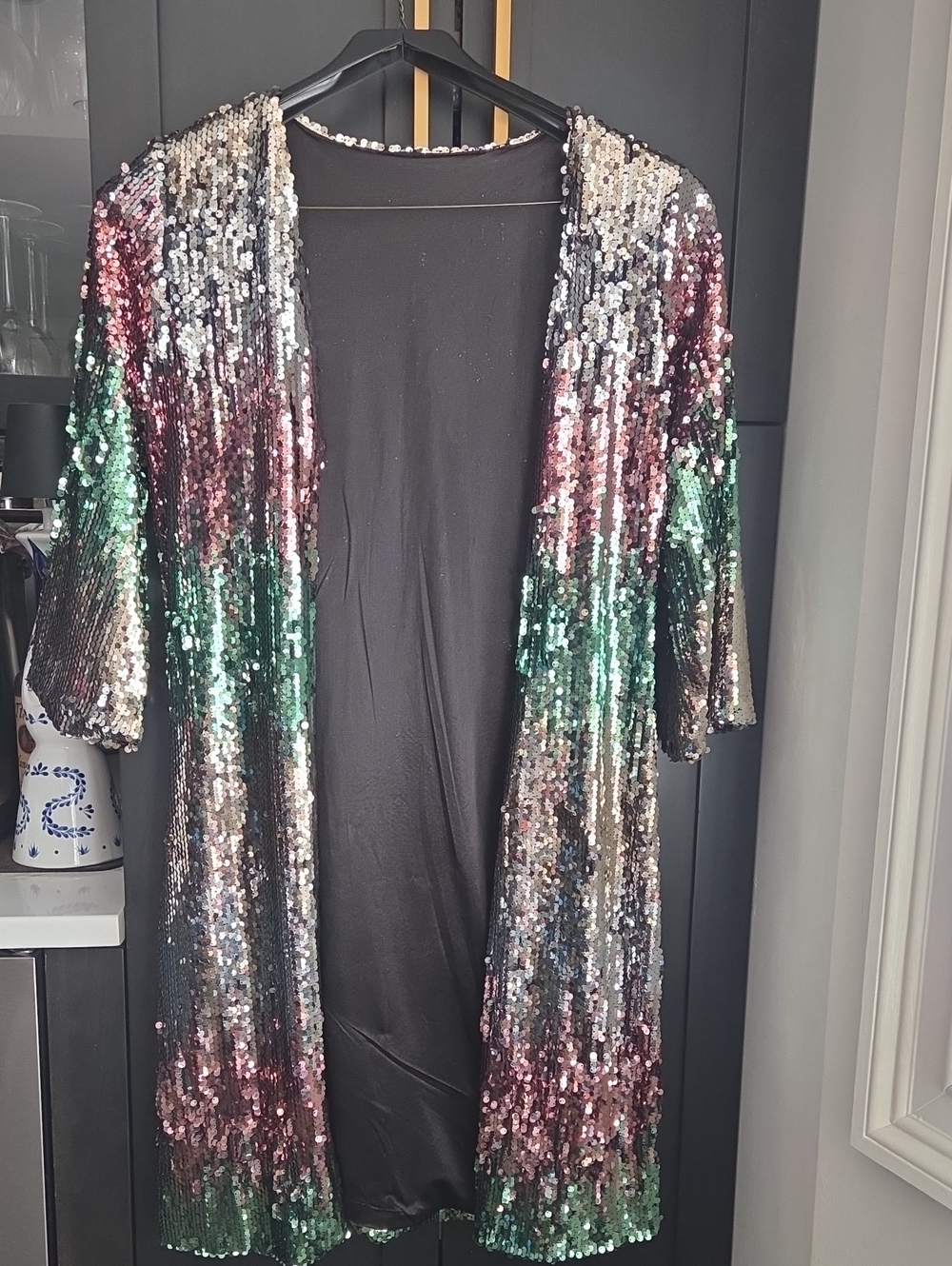 Sequin Open-Front Coatigan in Multicolor
